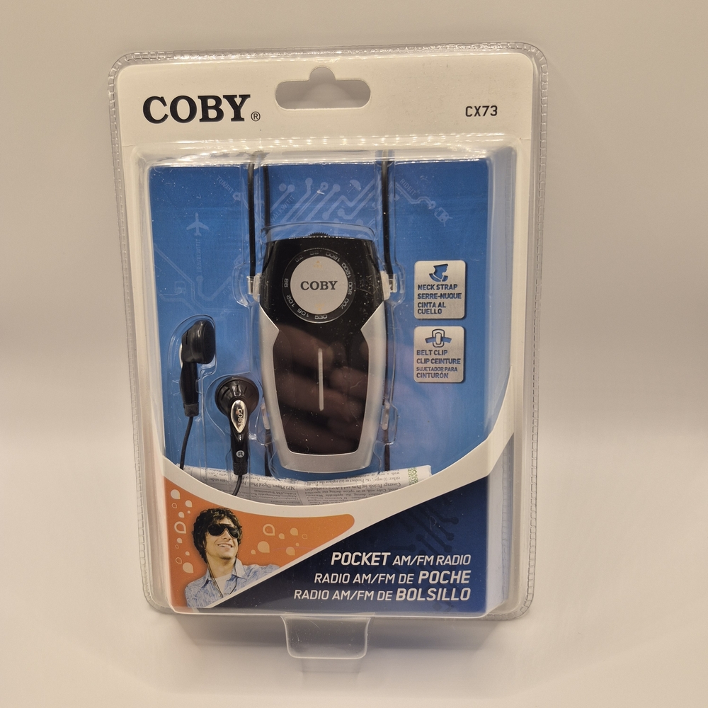 Coby CX73 Pocket AM/FM Radio‎ with Earphones (Black) New & Factory Sealed